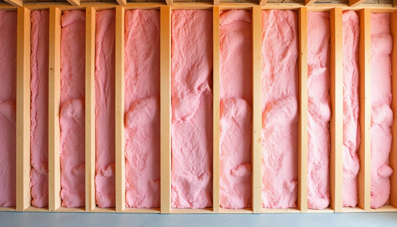 wall of fiberglass insulation